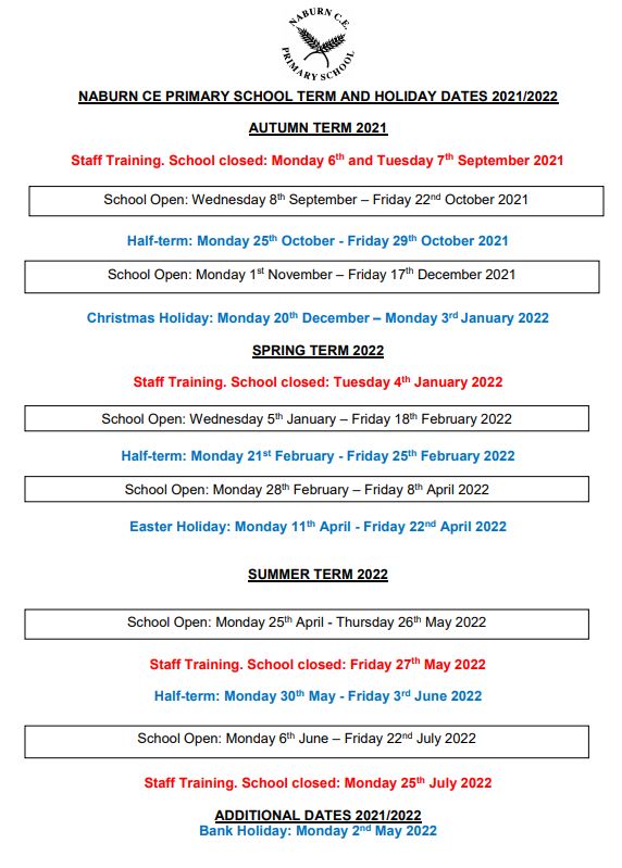 Term Dates Naburn Church Of England Primary School term-dates-naburn-church-of-england-primary-school